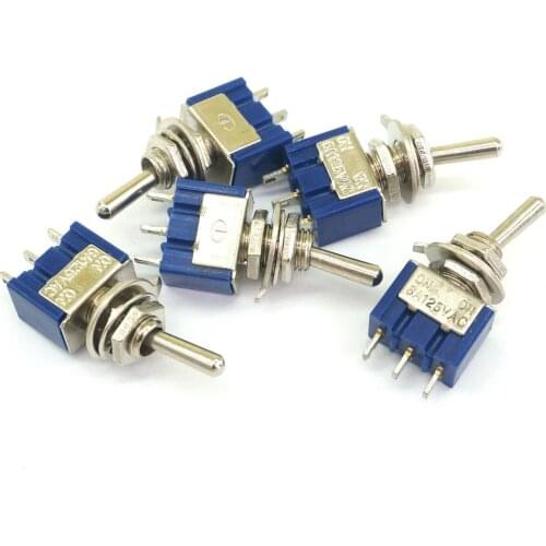 5PCS MTS-102 3 Pin Single Pole Double Throw ON-ON 6A 125VAC Mini Toggle Switch