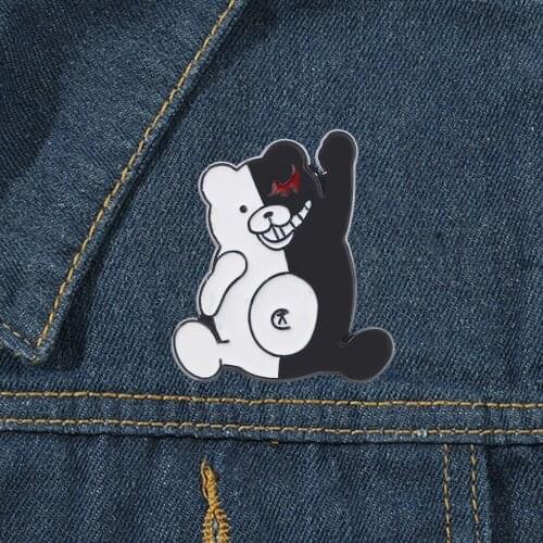 Game Danganronpa Neckline Brooch Anime Bear Enamel Badge Women Men Jewelry Neck Pin Clothes Fastener Travel Accessories