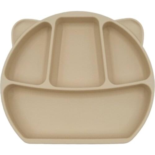 D7WF Baby Suction Cup Bowl Silicone Divided Dinner Plate Infant Learning Feeding Dish