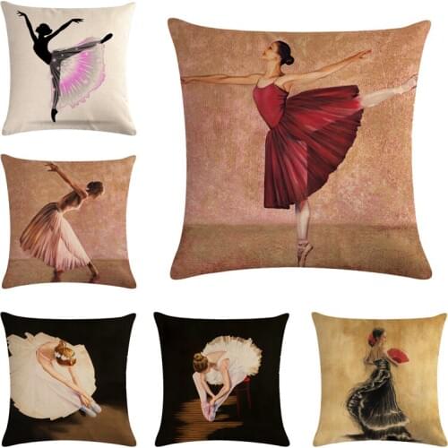 Cartoon Dance Woman Pattern Cotton Linen Throw Pillow Cushion Cover Home Decoration Sofa Bed Decor Decorative Pillowcase