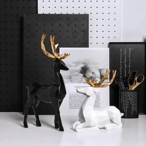 Funvision Nordic Resin Craft Geometry Moose Ornaments Simulation Animal Home Living Room Wine Cabinet Ornaments Manufacturers