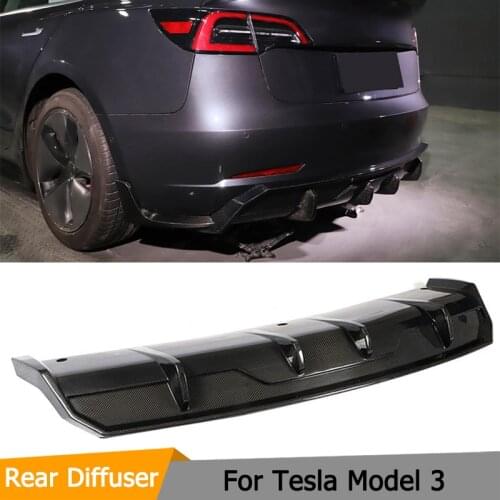 Carbon Fiber Rear Bumper Lip Spoiler Diffuser For Tesla Model 3 2016 - 2019 Car Bumper Diffuser Splitters Guard