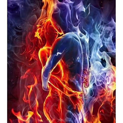 Diy 5D Sex Kiss Love Couple Fire Ice Woman Lady Full Diamond Painting Kits Art Artist 3D Paint By Diamonds