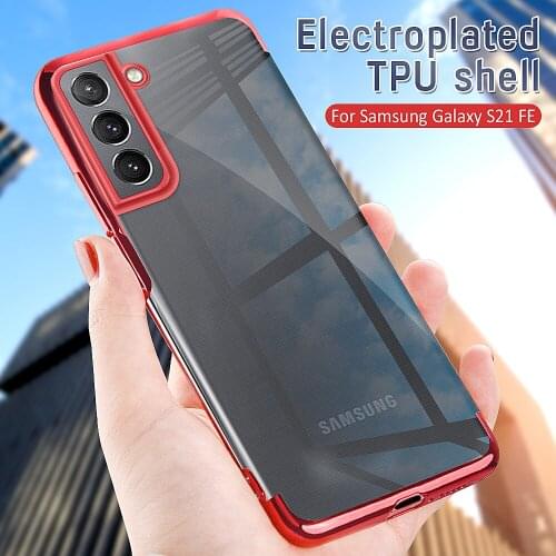 For Samsung S21 FE 6.41" Cover For Samsung Galaxy S21 Fe Ultra Plus S20 Ultra Fe A 72 52 A 32 A22 A82 Plating Soft Cases