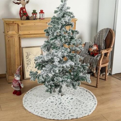 Flannel Beautiful White Christmas Tree Decoration Skirt Decorative White Tree Skirt Foldable for Garden