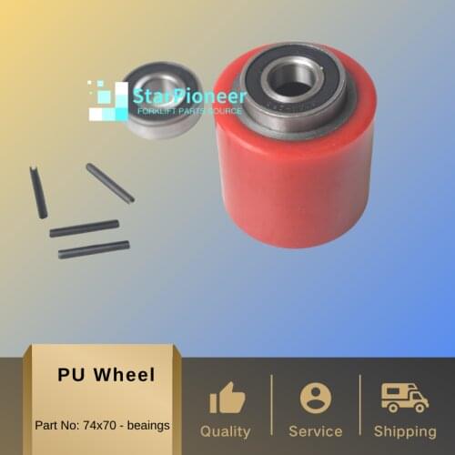Hydraulic pallet truck wheels hand pallet truck wheel 74x70mm PU with bearings 6204
