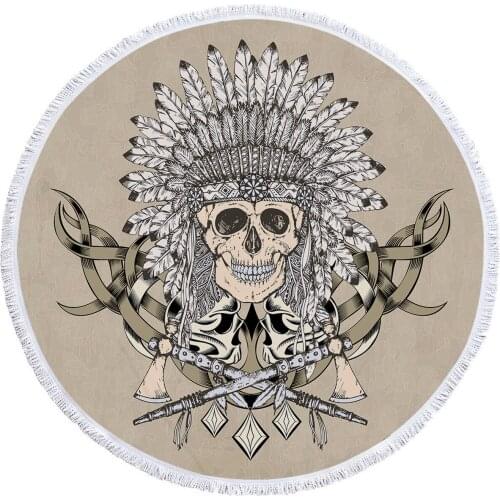 Hot Sale Indian skull Beach Towel for Adults Beach Wall Tapestry Yoga Carpet Quick-Dry Bath Towel Bathrobe Beachwear Blanket