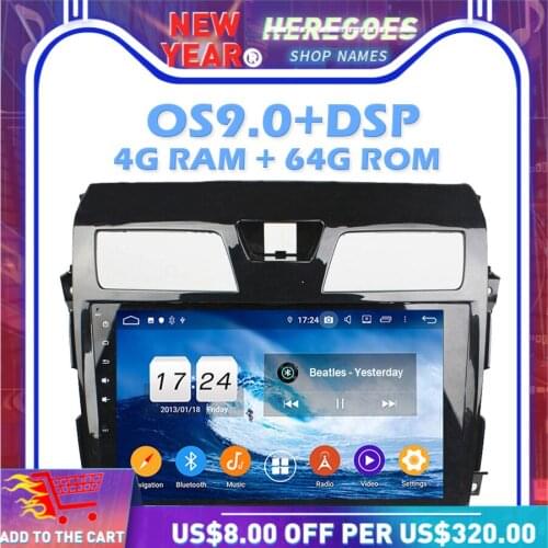 IPS DSP Android 9.0 4GB RAM 64GB memory Car DVD Player Wifi 4G Bluetooth 4.2 RDS RADIO GPS Map For Nissan Teana 2013 2014 2015