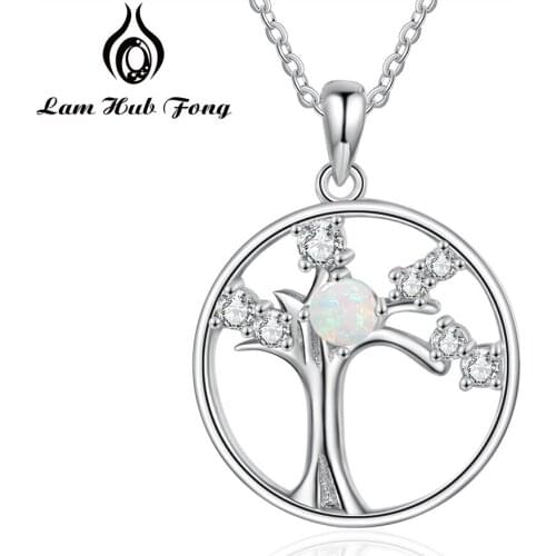 925 Sterling Silver Opal Simulated Necklaces for Women Tree of Life Pendants Necklaces Christmas Gifts Fine Jewelry Accessories