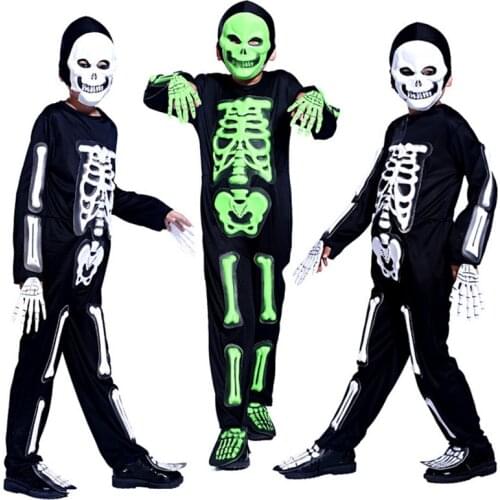 Halloween Costumes for Boys Ghost Skull Cosplay Jumpsuit Party Skeleton Costume Kids Party Fancy Dress Children Halloween Mask