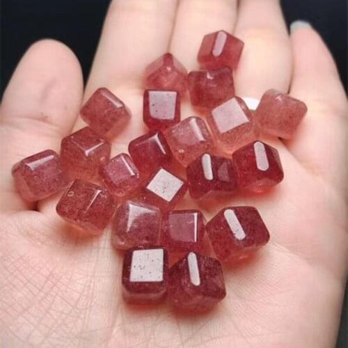 Beautiful Natural Strawberry Crystal Stone Cube For Women Jewelry Party Accessories DIY Gift