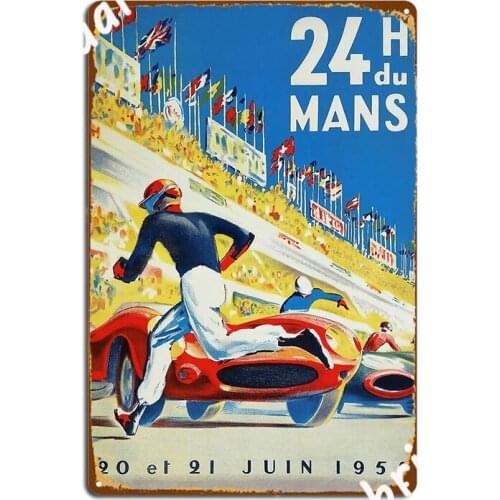 Le Mans 24 Hour Car Race 1959 Car Race Vintage Poster Metal Plaque Plaques Kitchen Vintage Tin Sign Poster