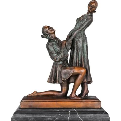 Boy Courting Girl Statue Romantic Figurine Bronze Couple Love Sculpture Wedding Room Indoor Decor