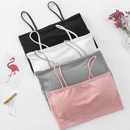 Womens Vest Girl Sling Sleeveless Padded Bandeau Crop Tube Top Bra Vest Strappy Underwear Womens Clothing топик женский 2021