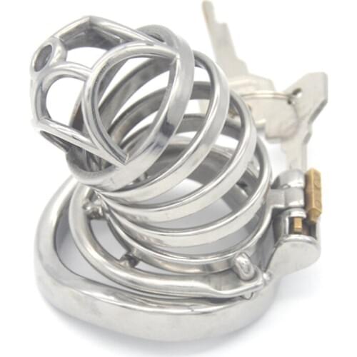 Male Chastity Device Stainless Steel Ventilation Cage with Barbed Anti-off Ring Chastity Cage Sex Toys for Men 40/45/50mm G246C