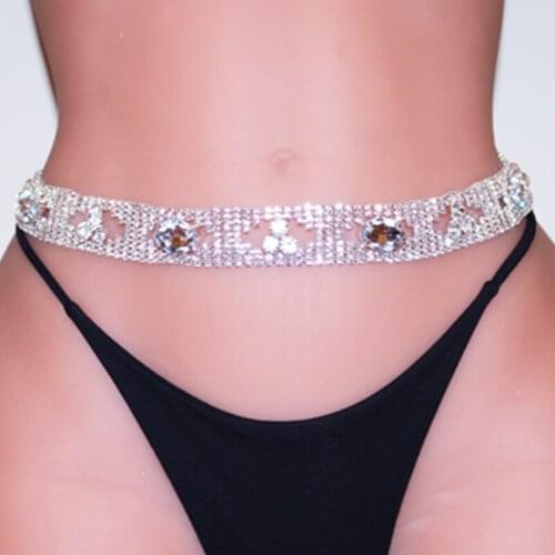 New Fashion Sexy Body Jewelry Rhinestone Waist Chain for Women Beach Charm Bikini Crystal Belly Chain Belt Body Chain