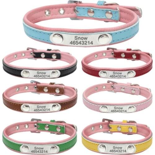 Free Engraving Pu Leather Adjustable necklace Studs Pet Dog Cat Collars paw cut puppy collars
