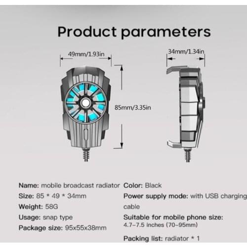 G6 Radiator, Mobile Phone Live Broadcast, Portable Peripherals, Air-Cooled Cooling, Arbitrarily Matched With Chicken But
