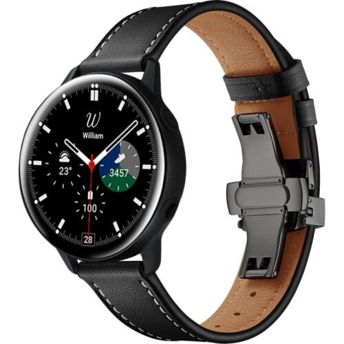 Strap for Samsung Galaxy 4 44mm 40mm Band 20mm 22mm Genuine Leather Wristband Bracelet for Galaxy Watch4 Classic 46mm 42mm Band