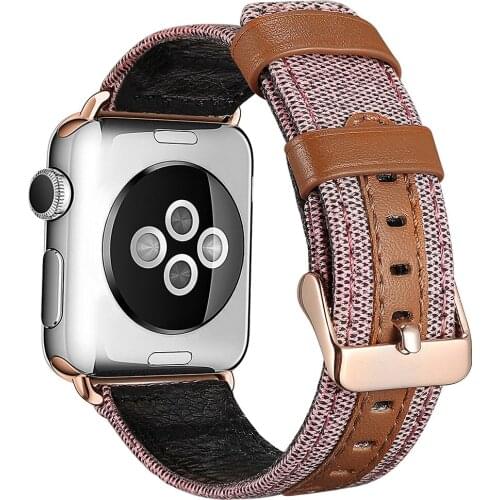 Fashion Fabric and Leather Material Band for Apple Watch 38mm 42mm for iWatch 40mm 44mm Series 2 3 4 5 Strap Watchband Bracelet