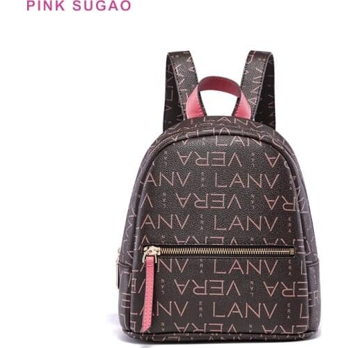 Pink Sugao backpacks leather backpacks women travel backpack small backpack bookbag laptop backpack purse fashion shoulder bag