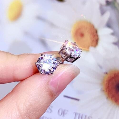 With Certificate Silver 925 Earrings Wedding Jewelry No Fade Allergy Free HE003