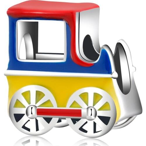 Cyue European Fine S925 Sterling Silver DIY Charm Bead Circus Series Locomotive For Women Bangle Bracelet Necklace Jewelry P0701