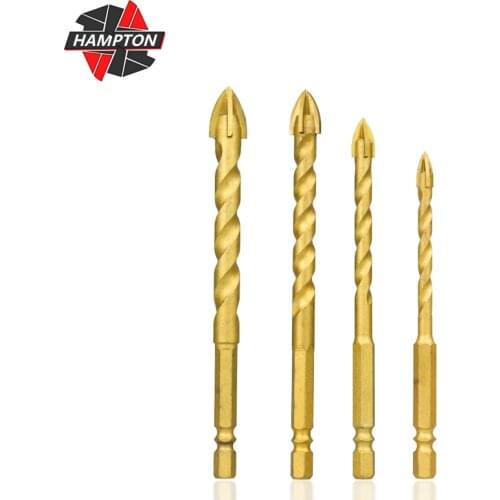 Glass Drill Bit 1/4 Hex Shank Cross Tile Bits 6/8/10/12 mm Twist Drill Bit Glass Ceramic Concrete Hole Opener
