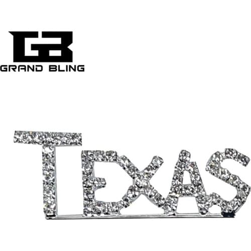 USA States Theme Gift Bling Rhinestone "TEXAS" State Brooch Word Pin Jewelry