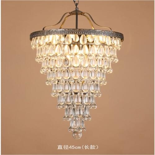 Loft Vintage Crystal Edison Chandelier Hanging Lamp Fixture for Cafe Bar Store Club Home Bedroom Restaurant Dining Room Decor