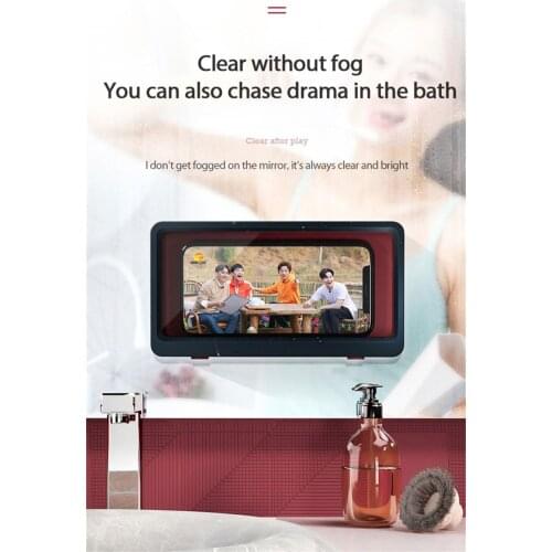 Waterproof Mobile Phone Holder, Punch-Free Wall Mount Anti-Fog Touch Shower Case for Bathroom/Kitchen