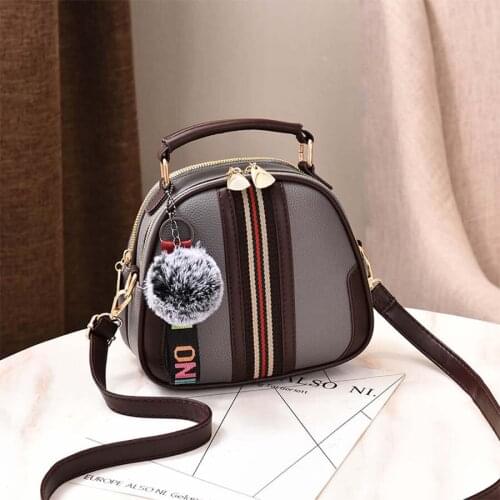 Womens bag 2020 fashion wild shoulder bag girl messenger bag hair ball stripes ladies bag
