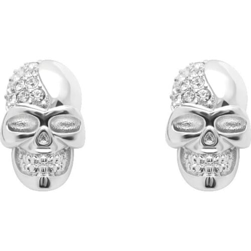 Hainon Skull Earrings for Women Girl Small Jewelry Rose Gold Color Trendy Shining CZ Crystal Stud Earrings Jewelry Gifts