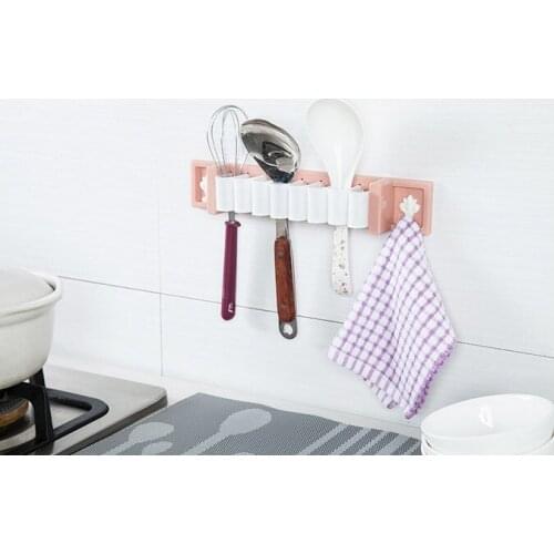 1PC Plastic Multifunctional Bathroom Shelf Traceless Wall Hanging Rack Toothbrush Holder Kitchen Storage Rack OK 0529