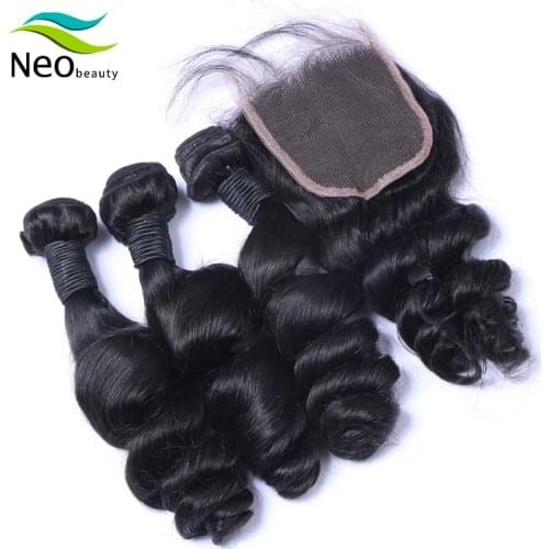10 A Brazilian loose wave bundles with closure human hair bundles virgin hair for free shipping