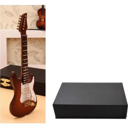 10cm Miniature Electric Guitar Replica with Box Stand Musical Instrument Model