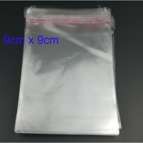 100Pcs 9cm x 9cm Clear Self Adhesive Seal Plastic Storage Bag Plastic for Candy Packing Resealable Cookie Packaging Bag Pouch