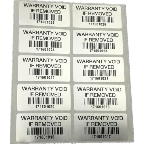 1000 Warranty VOID If Removed Sticker Barcode Numbers Tamper Proof VOID Label Sticker 40 x 20mm/ 1.57" x 0.79"