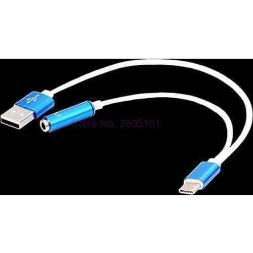 1000pcs USB Type-C Audio charging cable 2 in 1 Type C to 3.5 Earphone audio cable Adapter for Listening Music/Charging