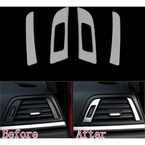 4Pcs/set Stainless Steel Interior Dashboard Air Vent Outlet Cover Strip Decoration For 3 Series F30 330i 316 2013-2015