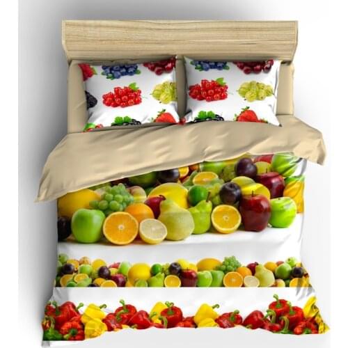 AHSNME High Definition Vegetable Fruit Salad Cover Sets Summer Bedding Set Lemon Orange Pear Grape Apple Bedlinens Bedding Set