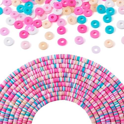 10Strands 6mm Colorful Handmade Polymer Clay Beads Strand Flat Round Chip Disk Loose Spacer Bead Heishi Bead DIY Jewelry Making