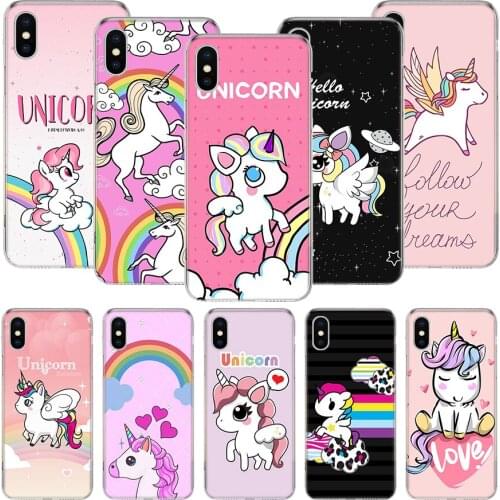Unicorn Pink Myth Cartoon Phone Case For iPhone 11 12 Pro XS XR X Max 7 8 6 6S Plus Mini + 5 SE Pattern Customized Coque Cover C