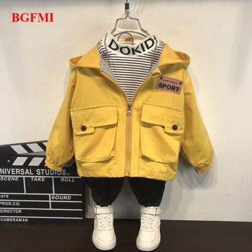 Kids Clothes Sports Coat Baby Boys Cotton Zipper Lined Jacket for Spring Autumn Pocket Girls Casual Letters Hooded Trench Jacket