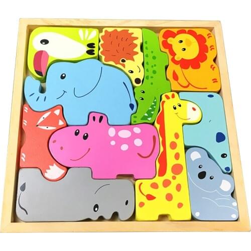 Children Montessori 3d Cube Animal Creative Puzzle Diy Puzzle Animal Smart Board Montessori Education Wooden Childrens Toys