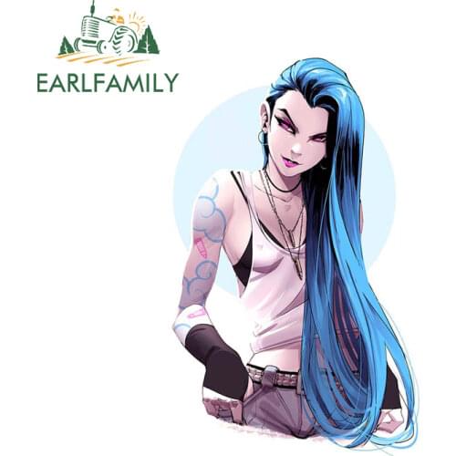 EARLFAMILY 13cm x 8.3cm for League of Legends Jinx Car Stickers and Decals Camper Vehicle Waterproof Bumper Car Door Protector