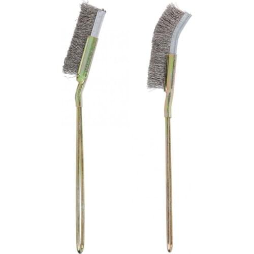 Curved / Straight Head Steel Soft Bonsai Brush Garden Cleaning Tool Bonsai Brush