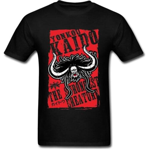 King Kaido T-shirt Cool One Piece T Shirt Men Devil Fruit Letter Tshirt Funny Saying Tops Pirate Anime Luffy Arcade Gamer Tees