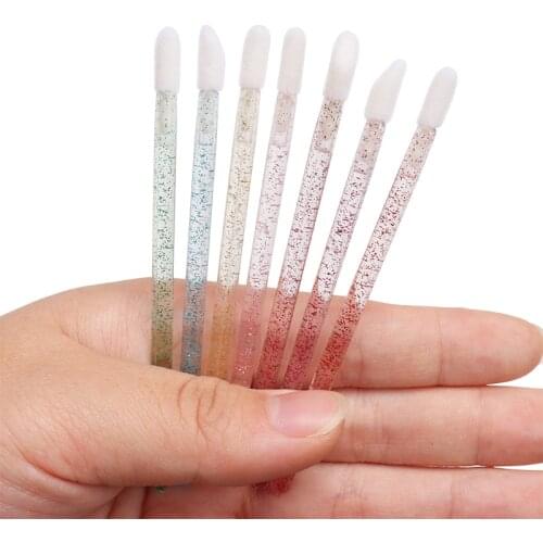 HOT 50 pcs Disposable Crystal brush Mascara Wands Applicator Diamond Lip brushes Cosmetic Eyelash Brush women Make Up Tools
