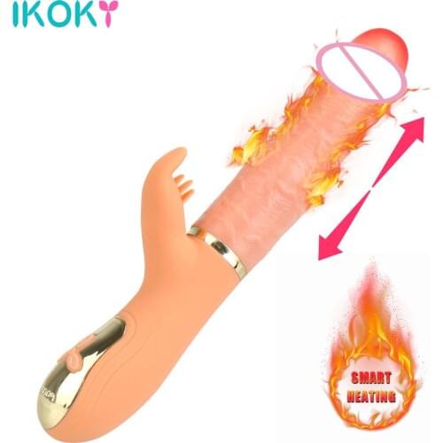 Clit Licking Vaginal Stimulation Telescopic Dildo Vibrator USB Recharge Inflatable/Heatable Sex Toys for Women Handheld